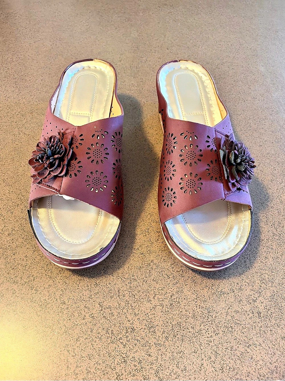 Floral Brown Sandals Like New